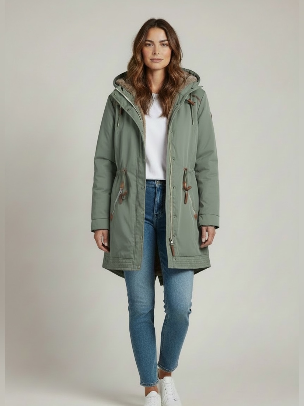 NWOT Women's Sage Green Hooded Parka Jacket(Runs Small)